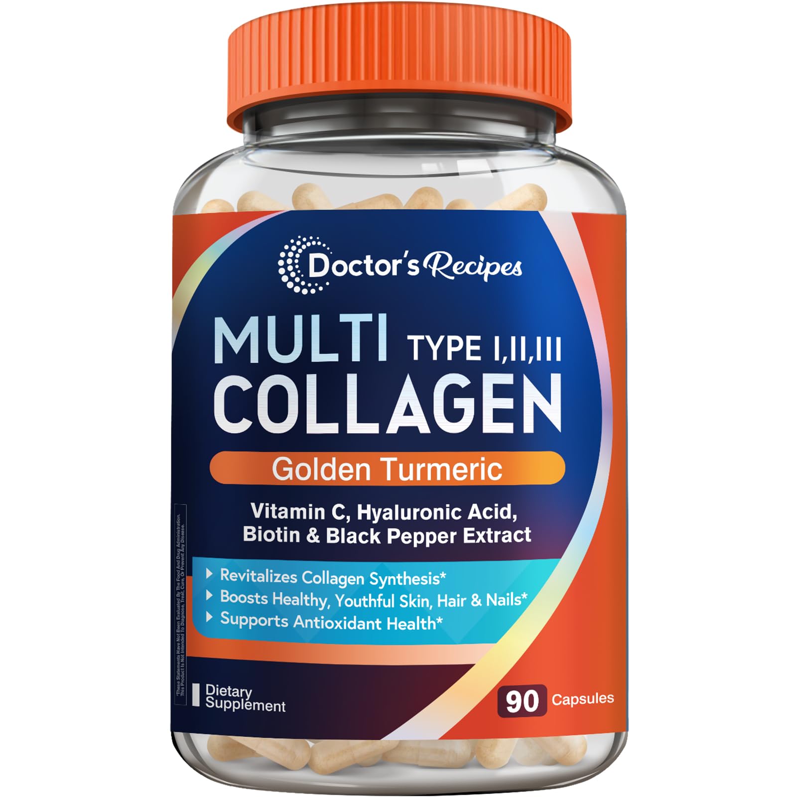 Bottle of Doctor's Recipes Multi Collagen Peptides with Golden Turmeric
