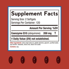 CoQ10 200mg softgels showing enhanced absorption with olive oil