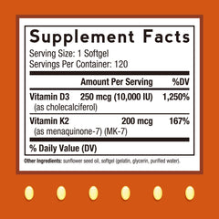 Doctor's Recipes Vitamin D3 K2 bottle back label