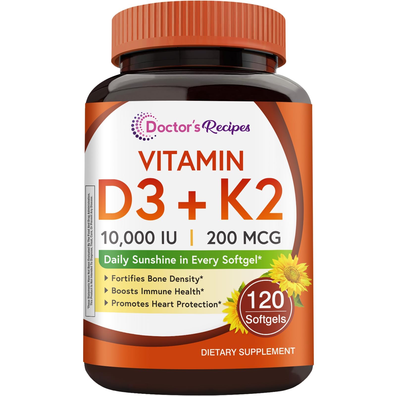Doctor's Recipes Vitamin D3 K2 bottle front view