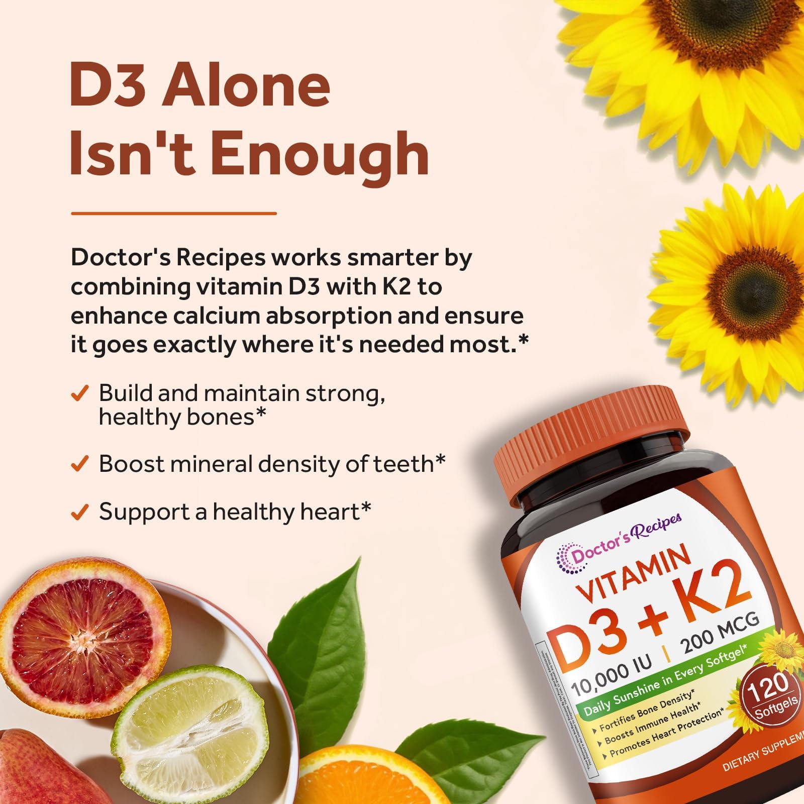 MK-7 200 mcg and 10,000 IU D3 label close-up