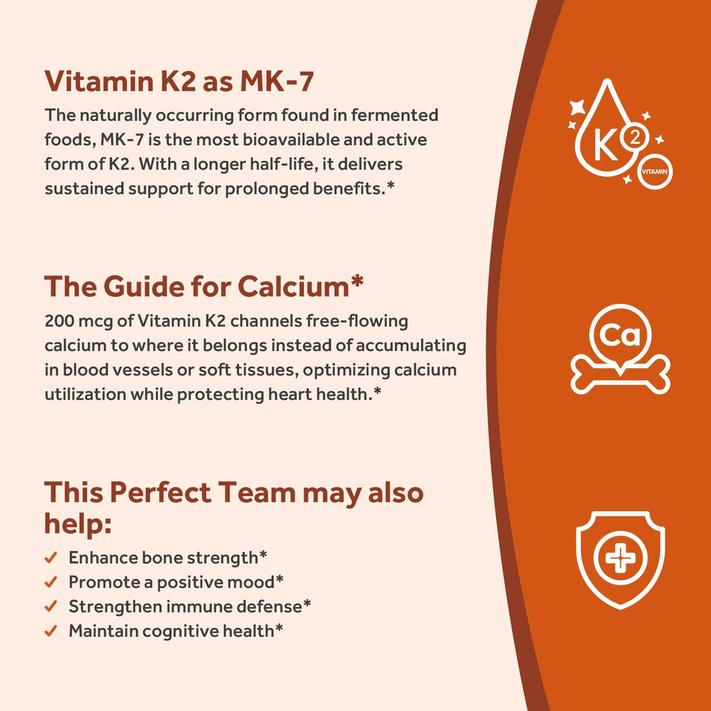 Nutrition facts panel for D3 K2 supplement