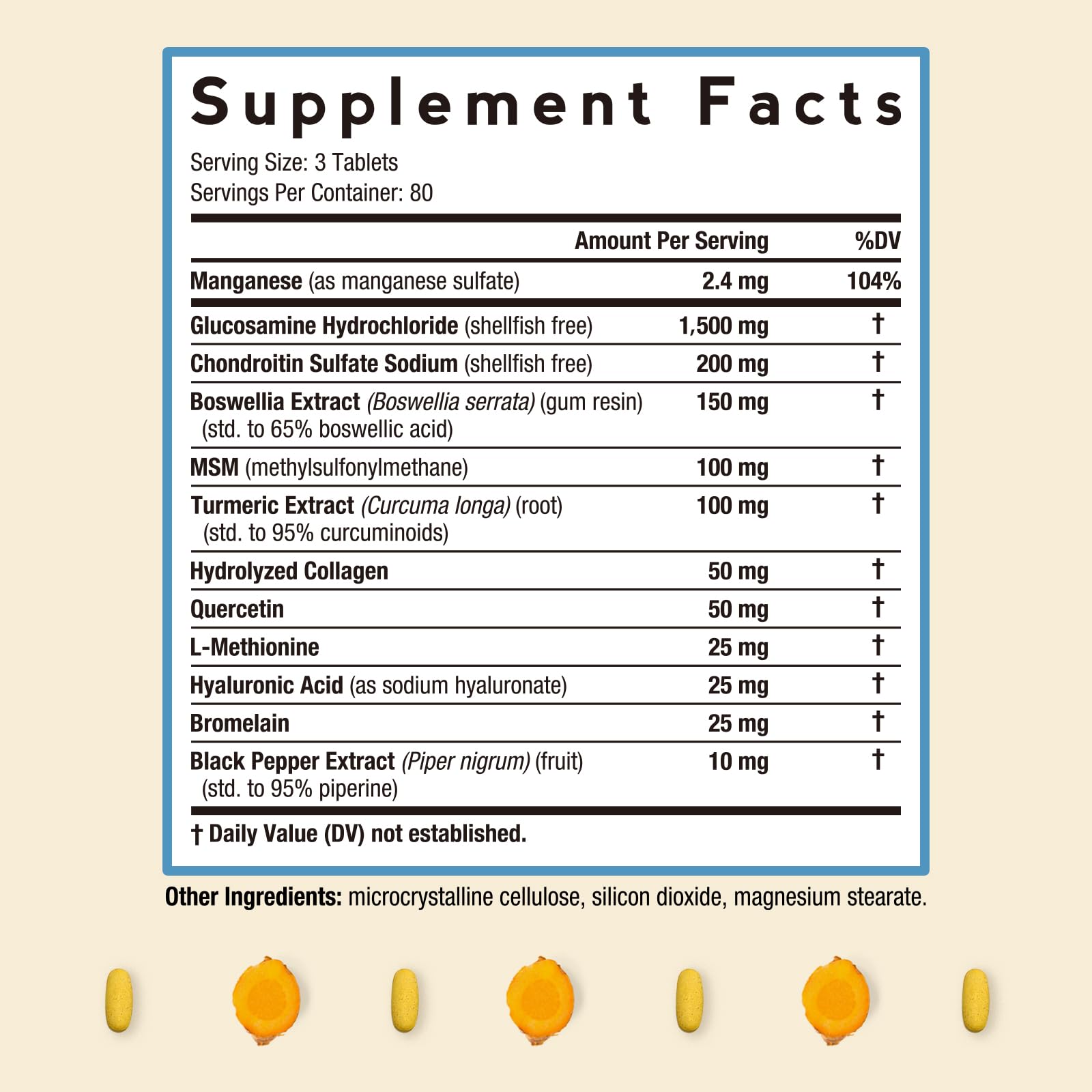 Ingredients list glucosamine chondroitin msm turmeric quercetin