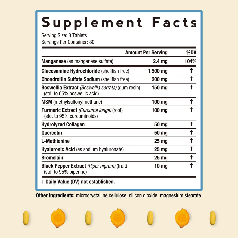 Ingredients list glucosamine chondroitin msm turmeric quercetin
