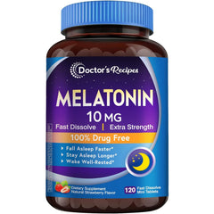 Bottle of Doctor's Recipes Melatonin 10 mg fast-dissolve tablets