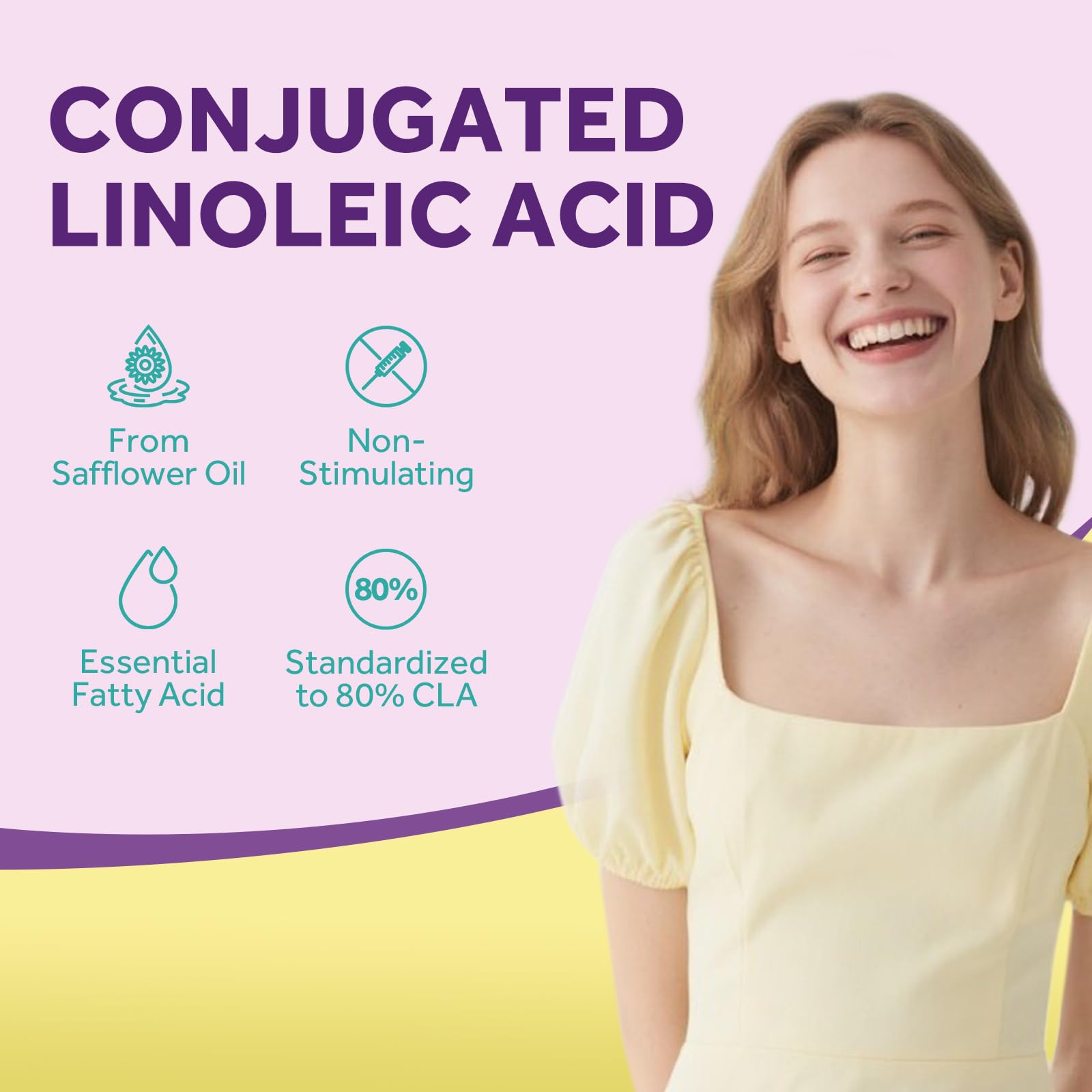 Doctor's Recipes non-stimulating CLA softgels held in hand for daily use