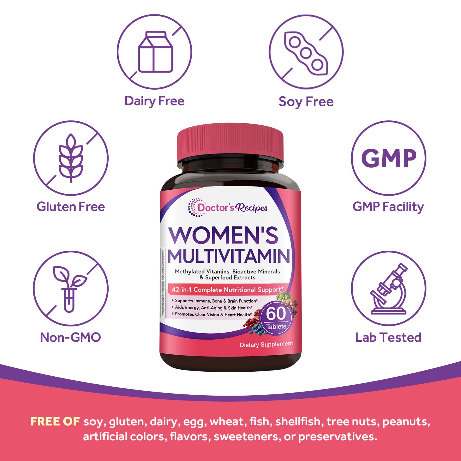 Doctor's Recipes supergreens blend powder visualizing antioxidant-rich ingredients
