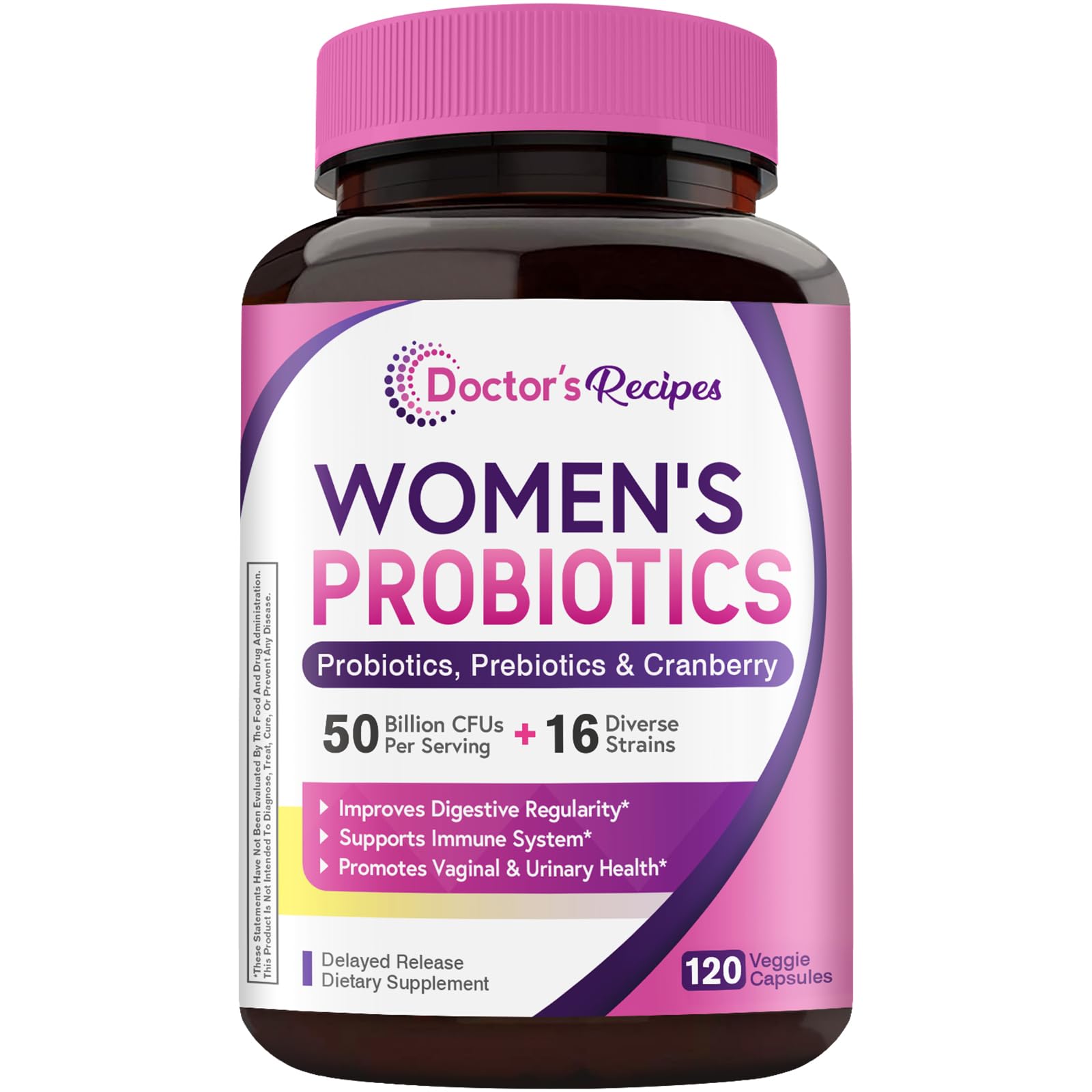 Bottle label showing 50 Billion CFU and 16 probiotic strains