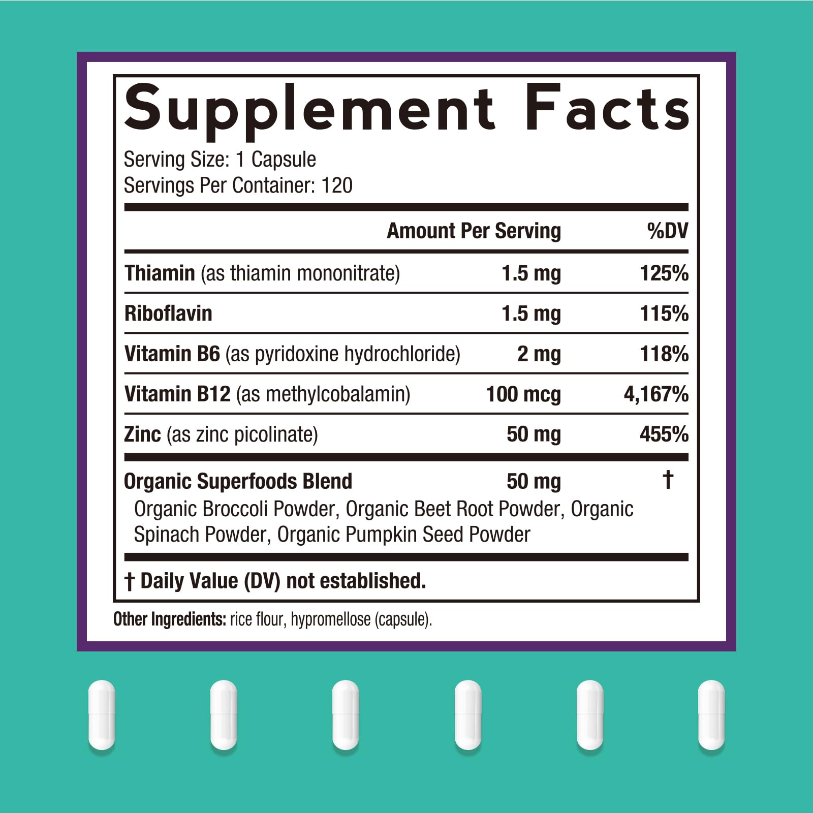 Close-up view of zinc picolinate capsules