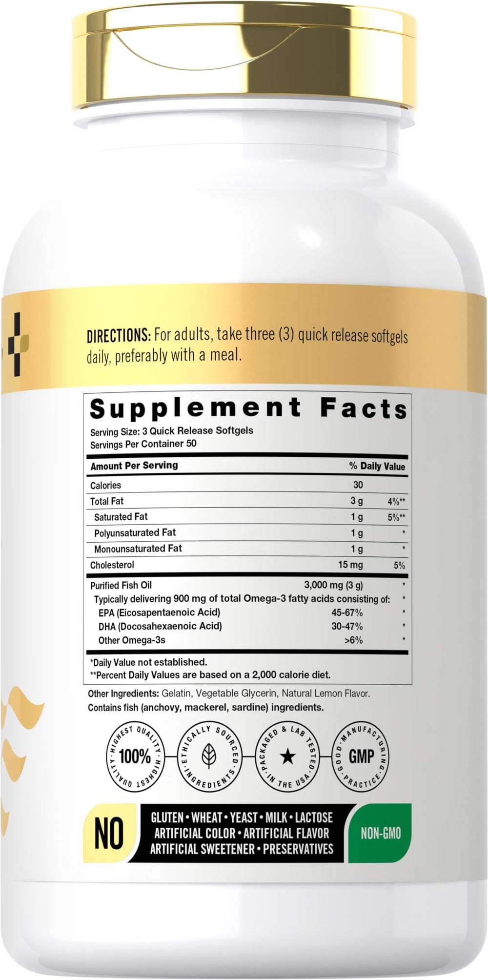 Close-up of Doctor's Way Fish Oil 3000mg bottle