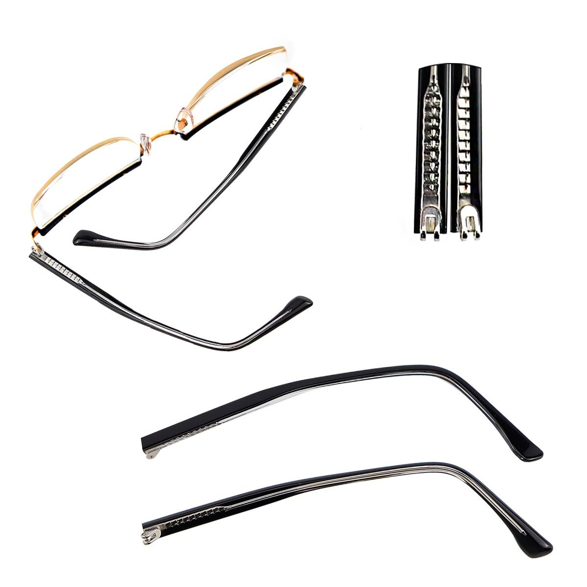 DOERDO TR90 glasses replacement arms in black - close-up