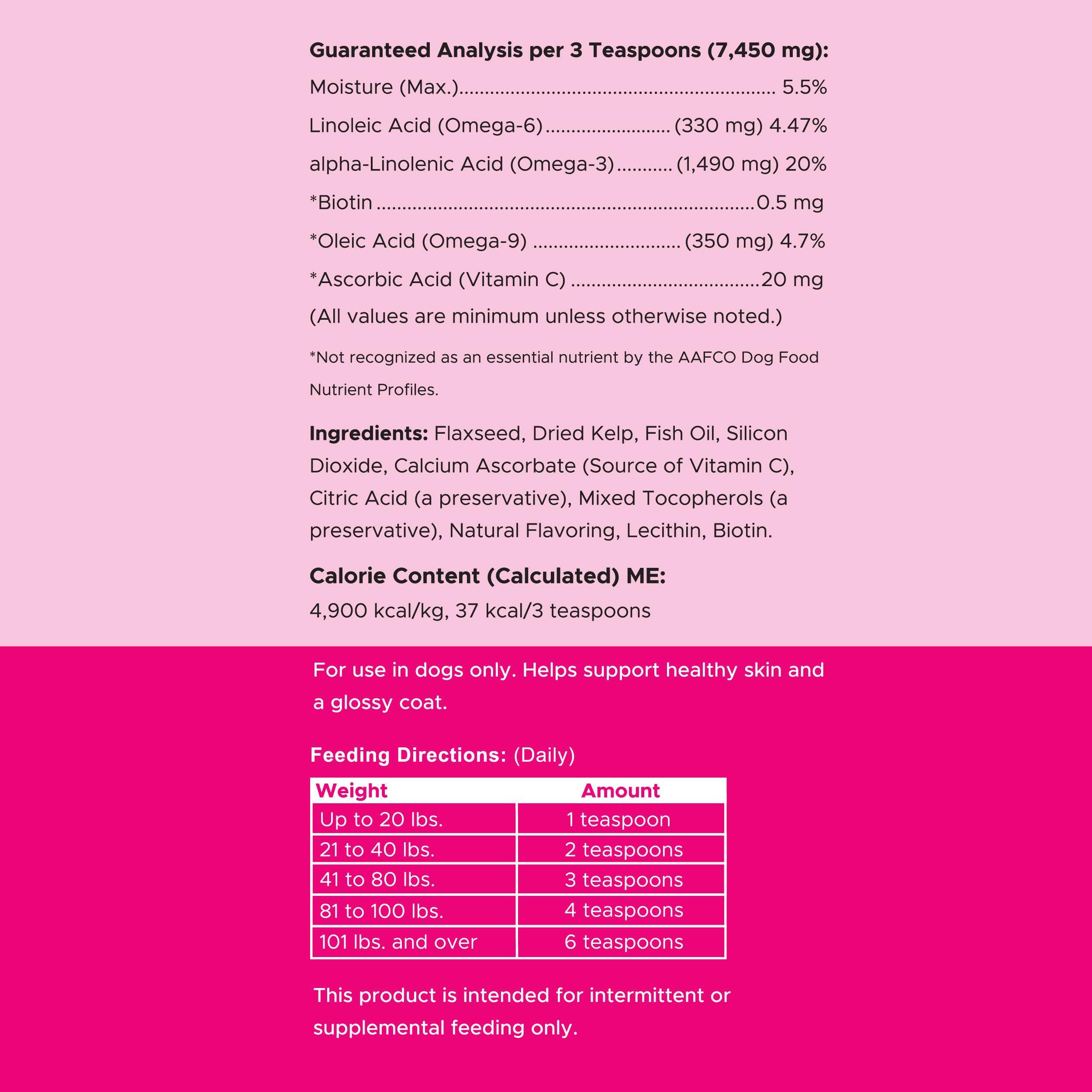 Dog food bowl with powder sprinkled on top