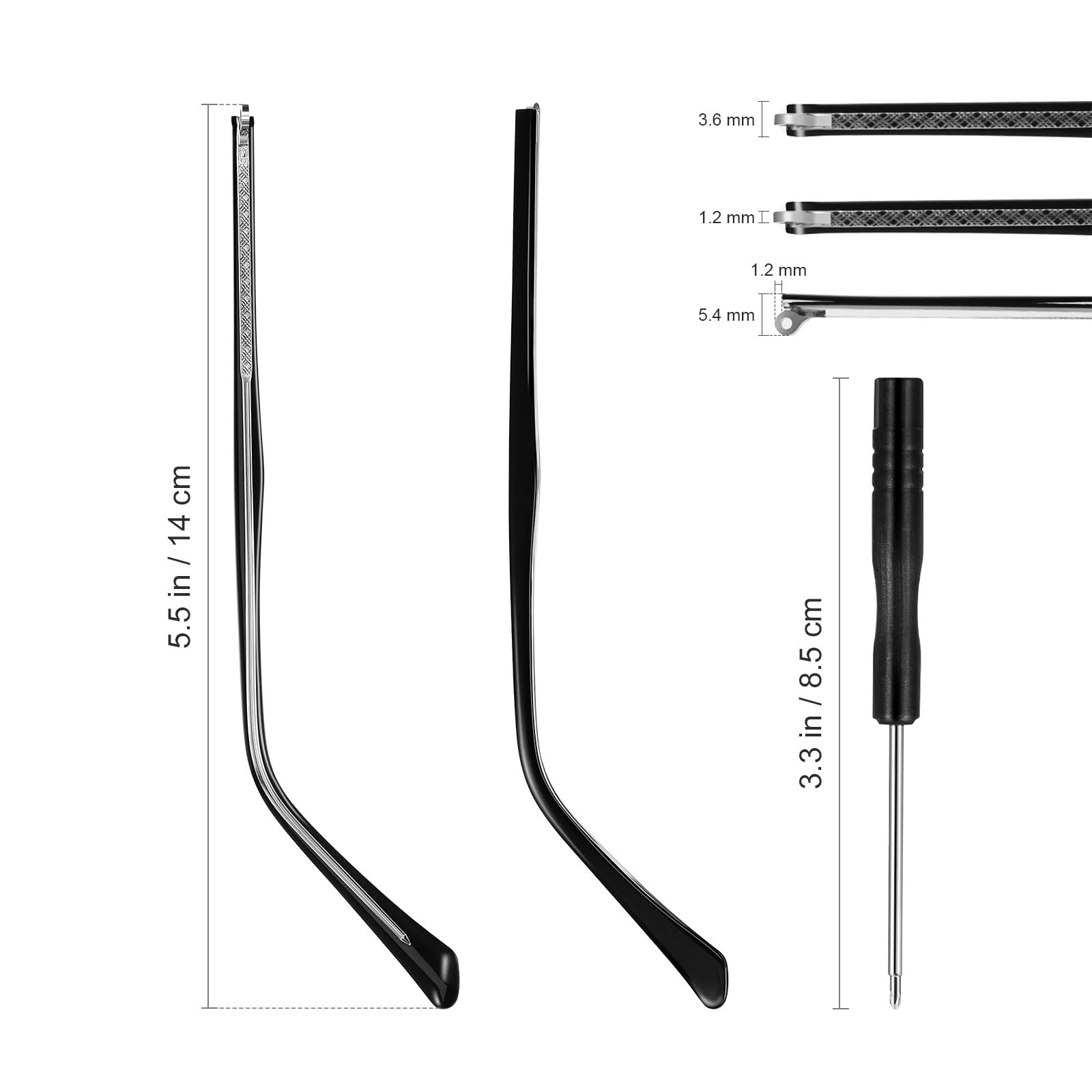Close-up of metal replacement arms with silicone tips
