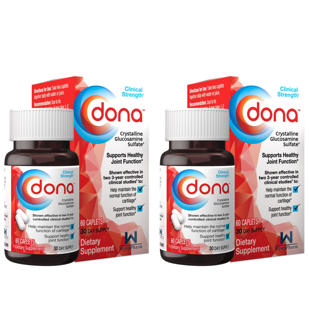 DONA Crystalline Glucosamine Sulfate 750 mg bottle – front view