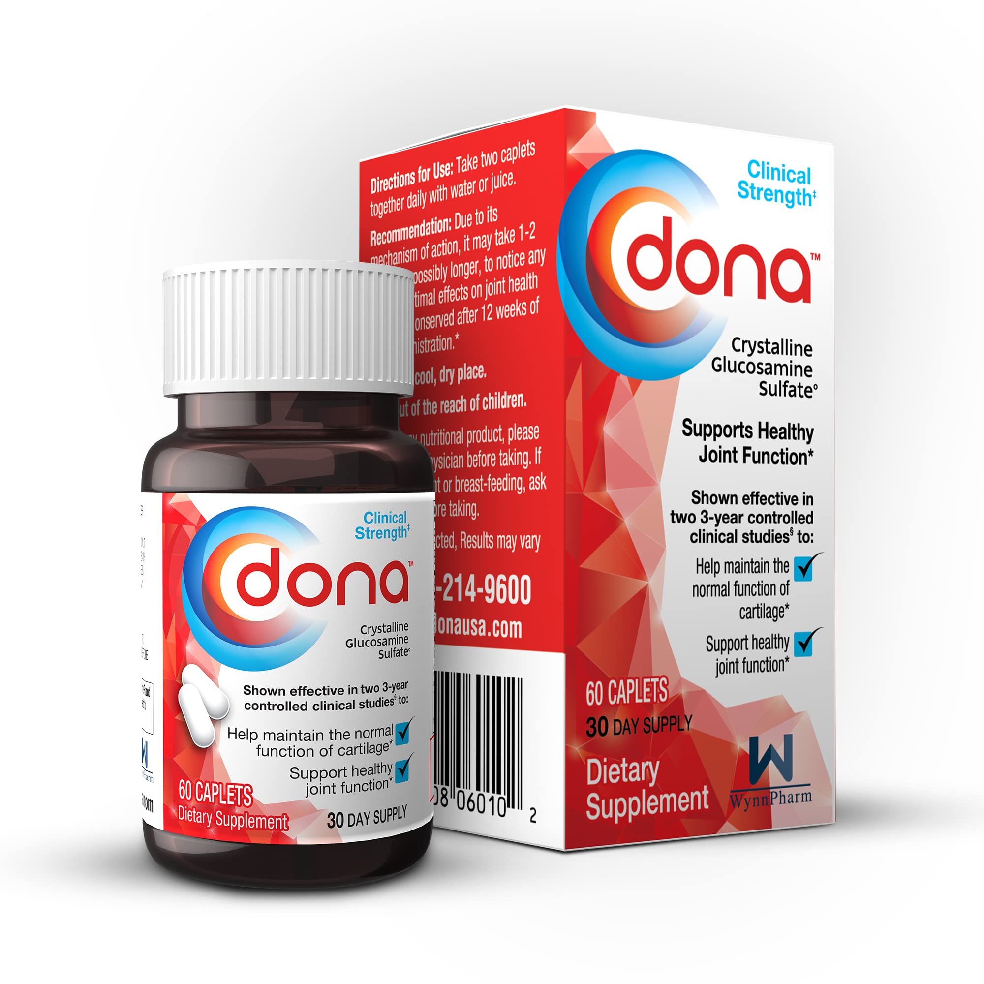 DONA Glucosamine Sulfate 750 mg bottle label detail