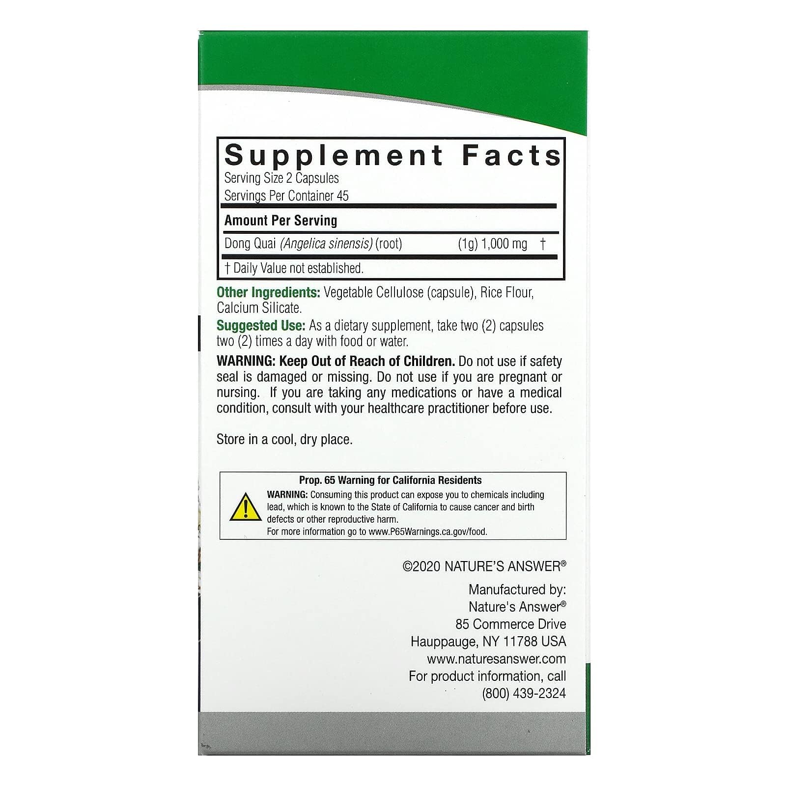 Dong Quai root capsules close-up