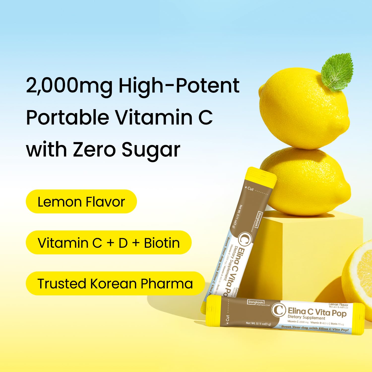 Vitamin C 2000mg, Vitamin D3 400 IU, and Biotin ingredients on label