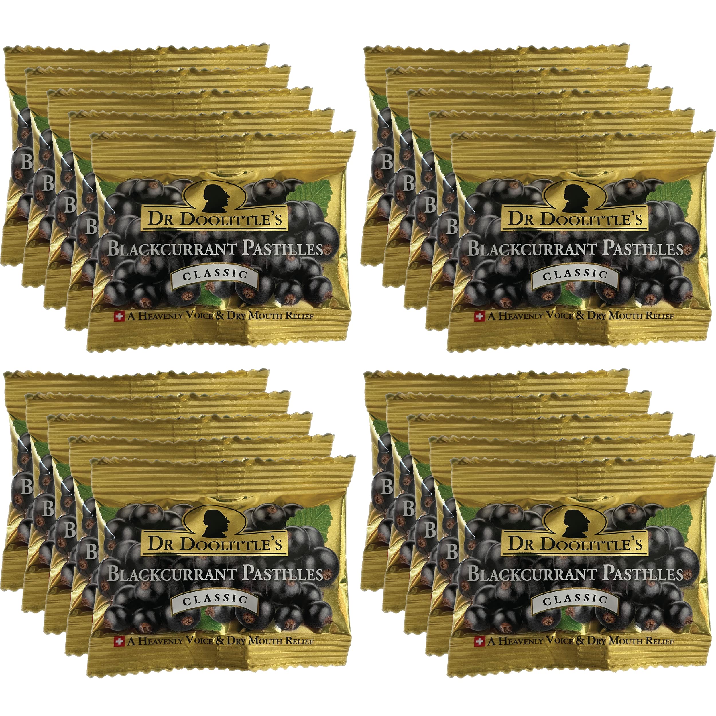 Doolittle Dr Classic Soft Fruit Pastilles Blackcurrant travel-size 20-pack box