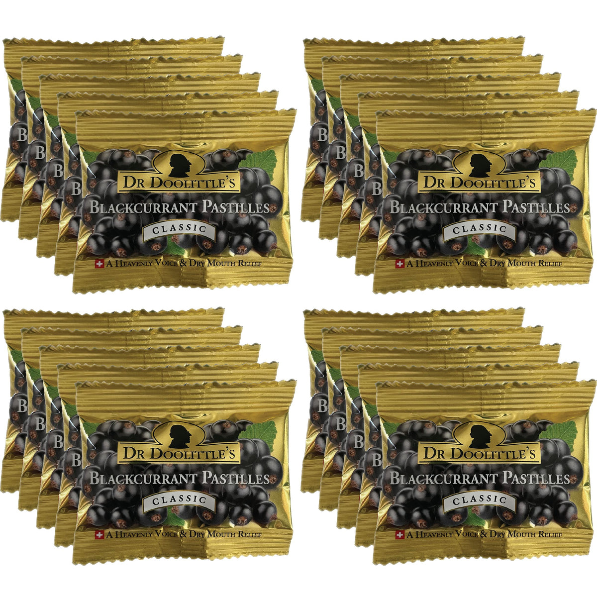 Doolittle Dr Classic Soft Fruit Pastilles Blackcurrant travel-size 20-pack box