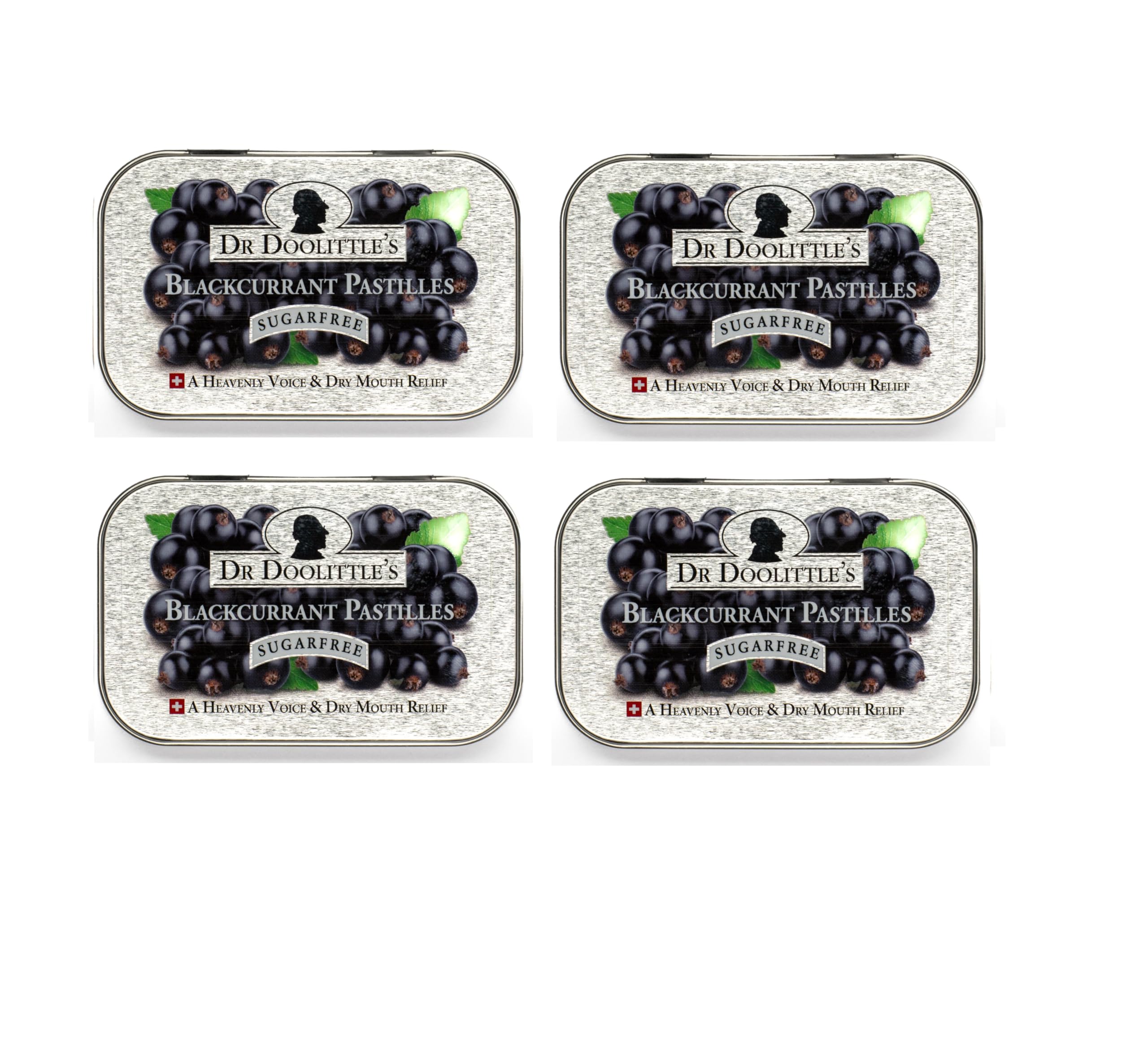 Doolittle Dr Sugar Free Soft Fruit Pastilles blackcurrant tin four-pack