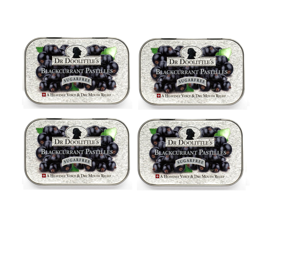 Doolittle Dr Sugar Free Soft Fruit Pastilles blackcurrant tin four-pack
