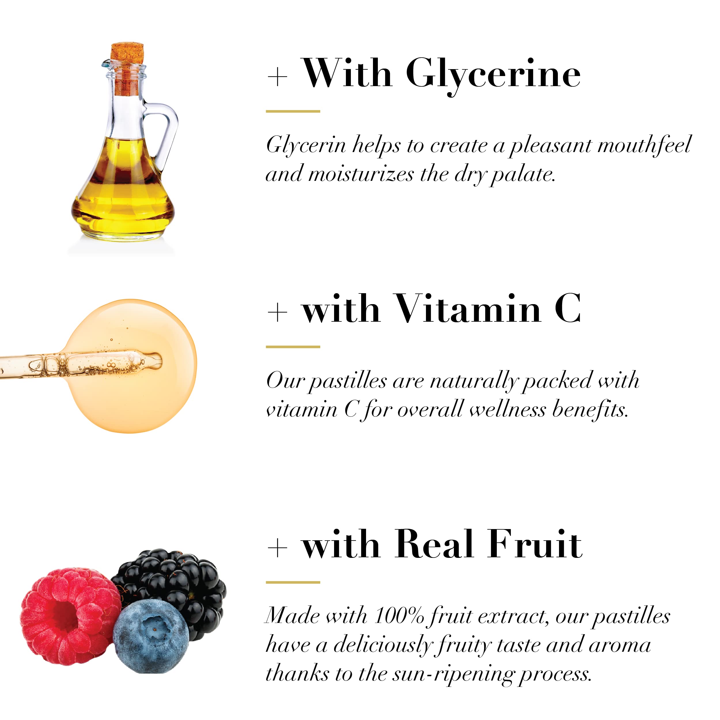 Glycerin-based moisture for throat care in pastilles