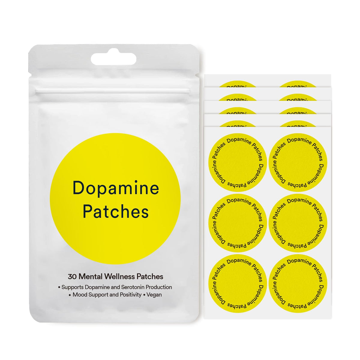 Front view of Dopamine Patches product packaging