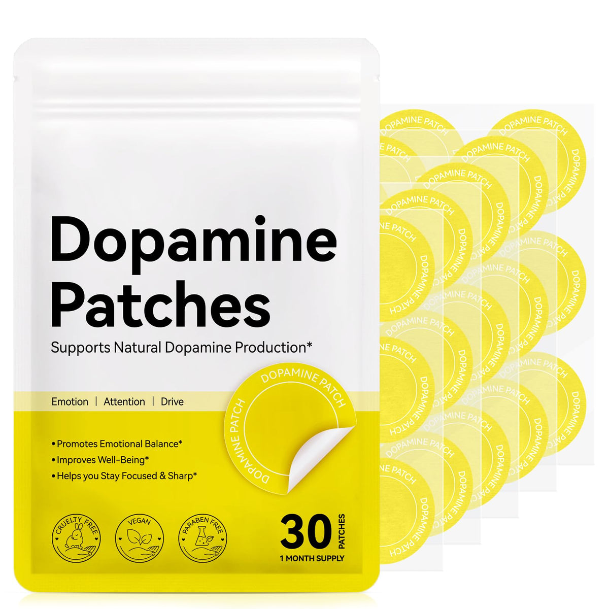 Front view of Dopamine Patches Extra Strength product