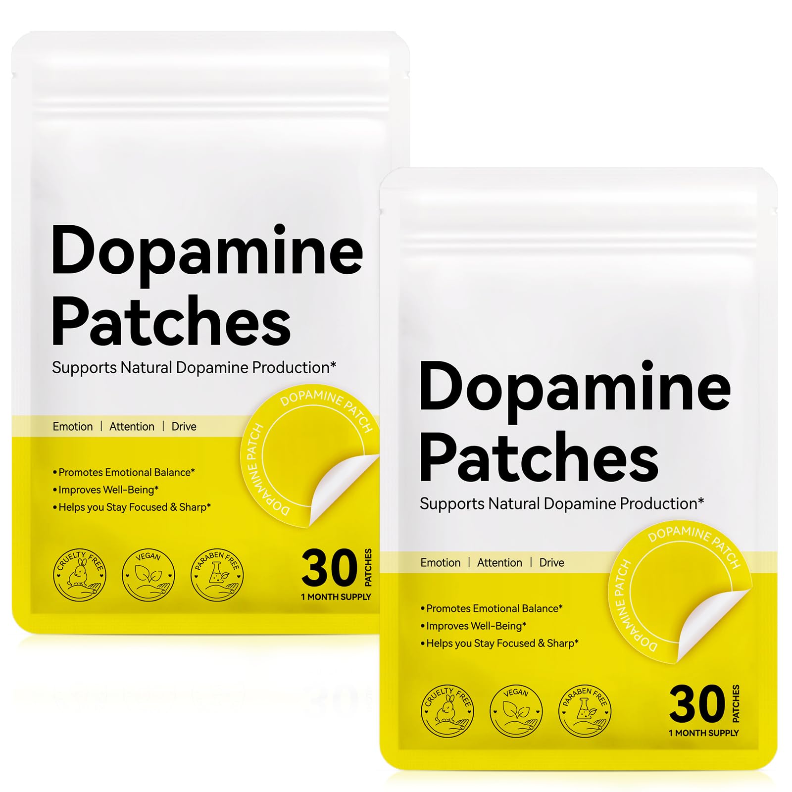 Product packaging front: 2Packs Dopamine Patches