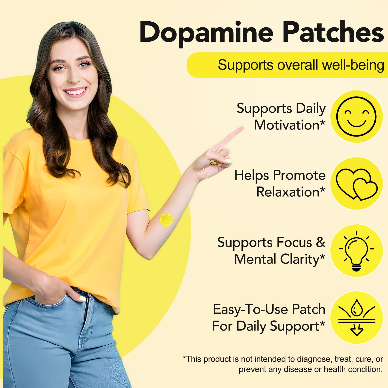 Dopamine Patches applied to skin for daily mood support