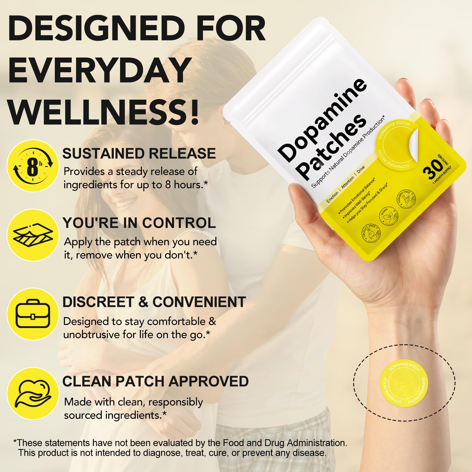 Vegan-friendly Dopamine Patch ingredients label