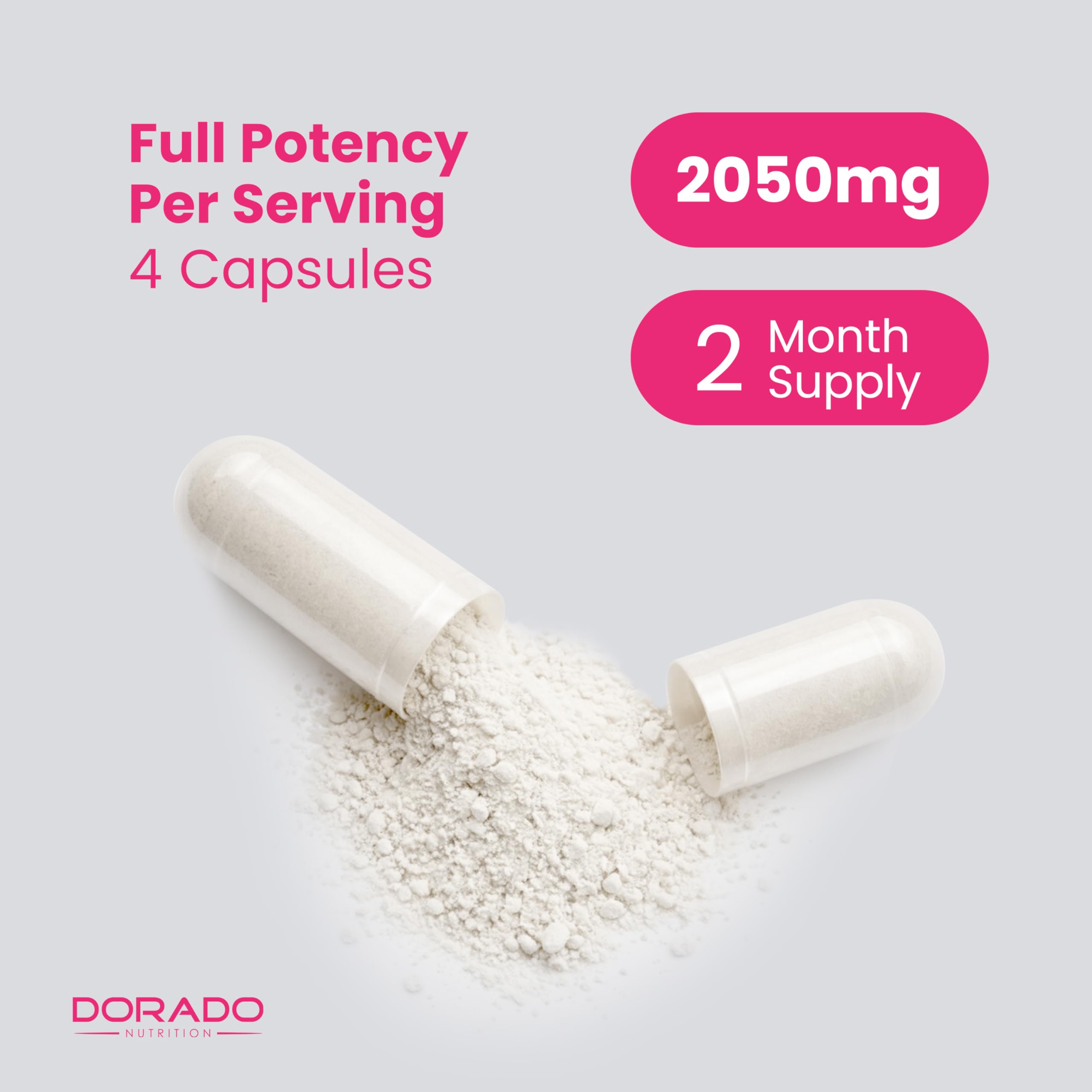 DORADO NUTRITION bottle next to ruler showing compact size and supply