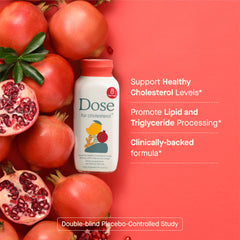 Back label of DOSE 16oz cholesterol bottle