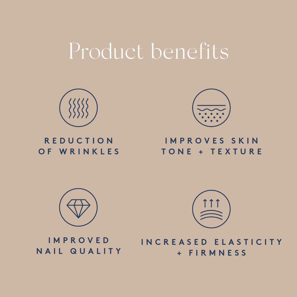 Usage image showing collagen peptides being mixed into a drink