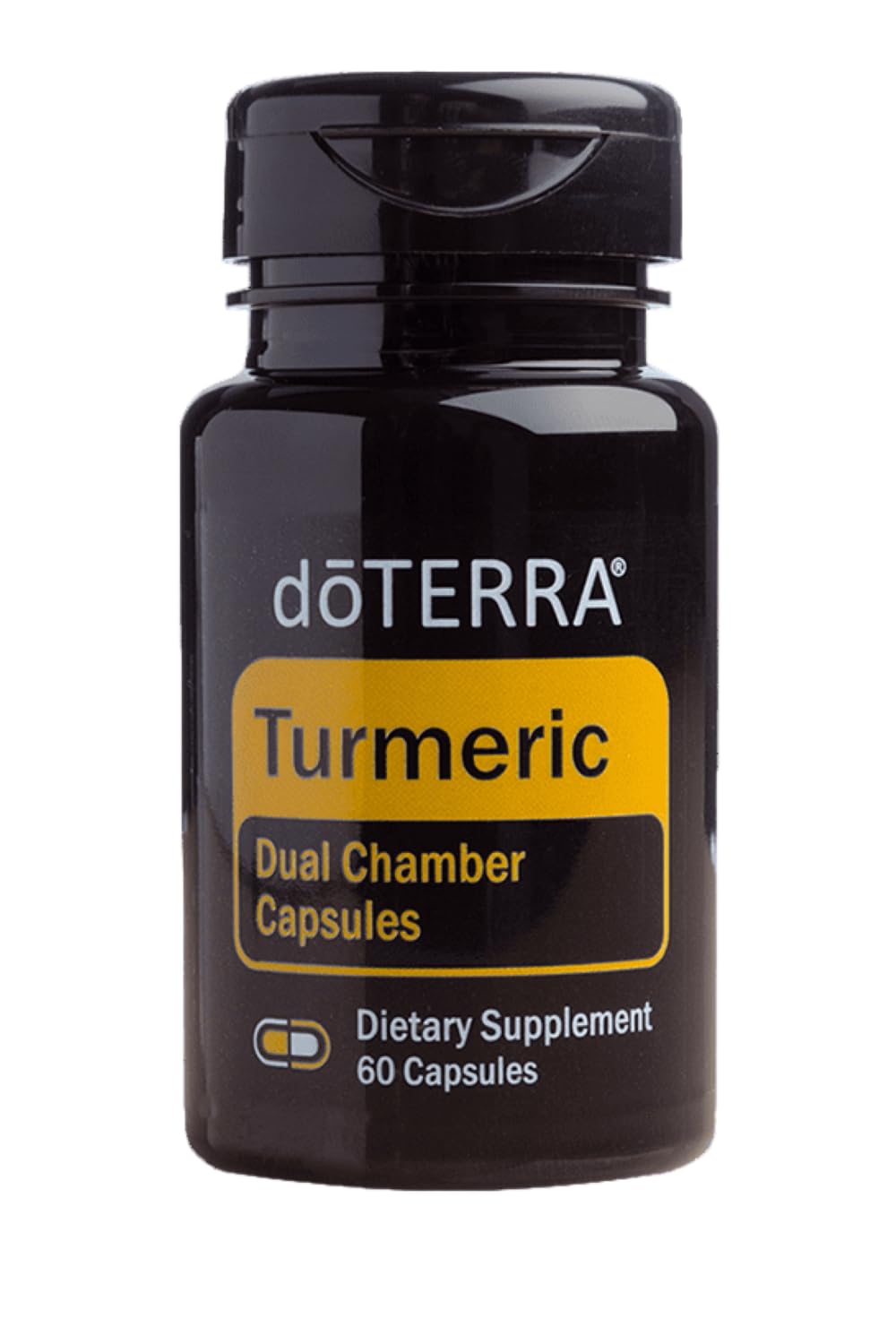 doTERRA Turmeric Dual Chamber Capsules bottle and packaging