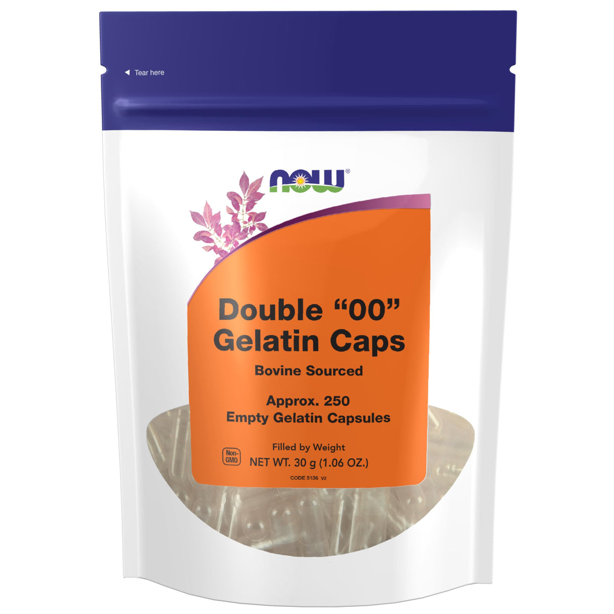 Double 00 empty gelatin capsule, 250-count package