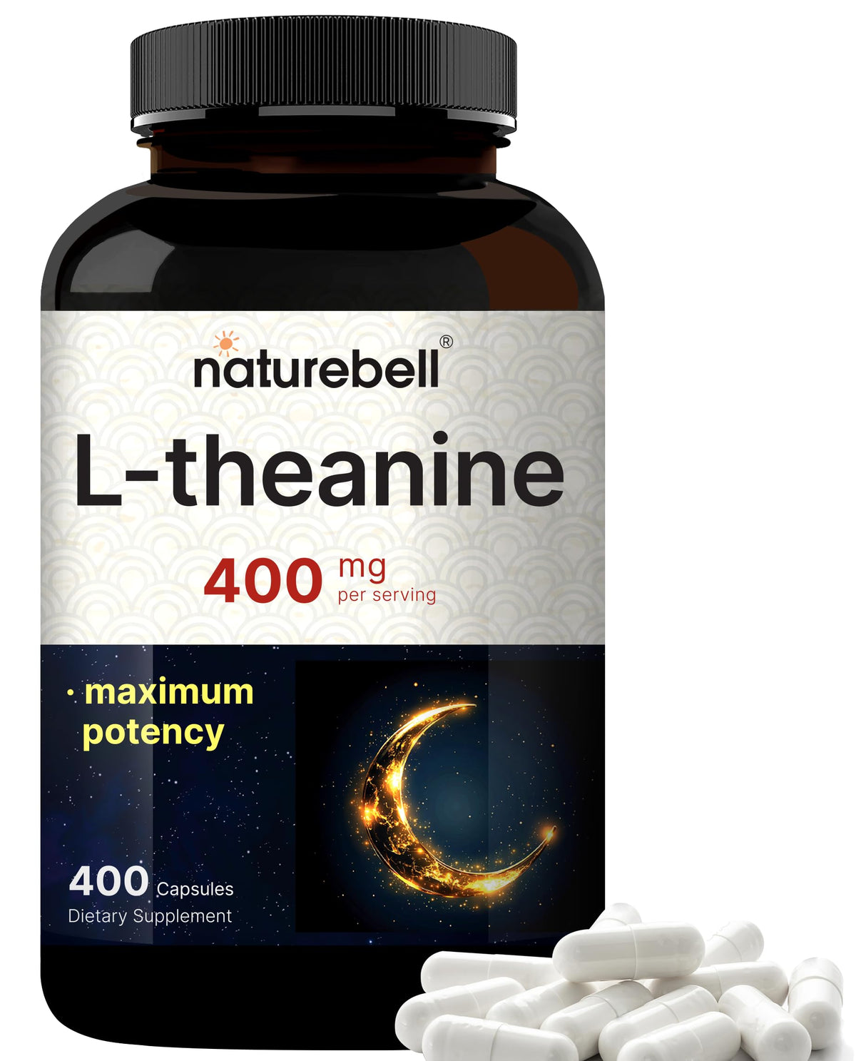 Bottle of Double Strength L-Theanine 400mg 400 capsules