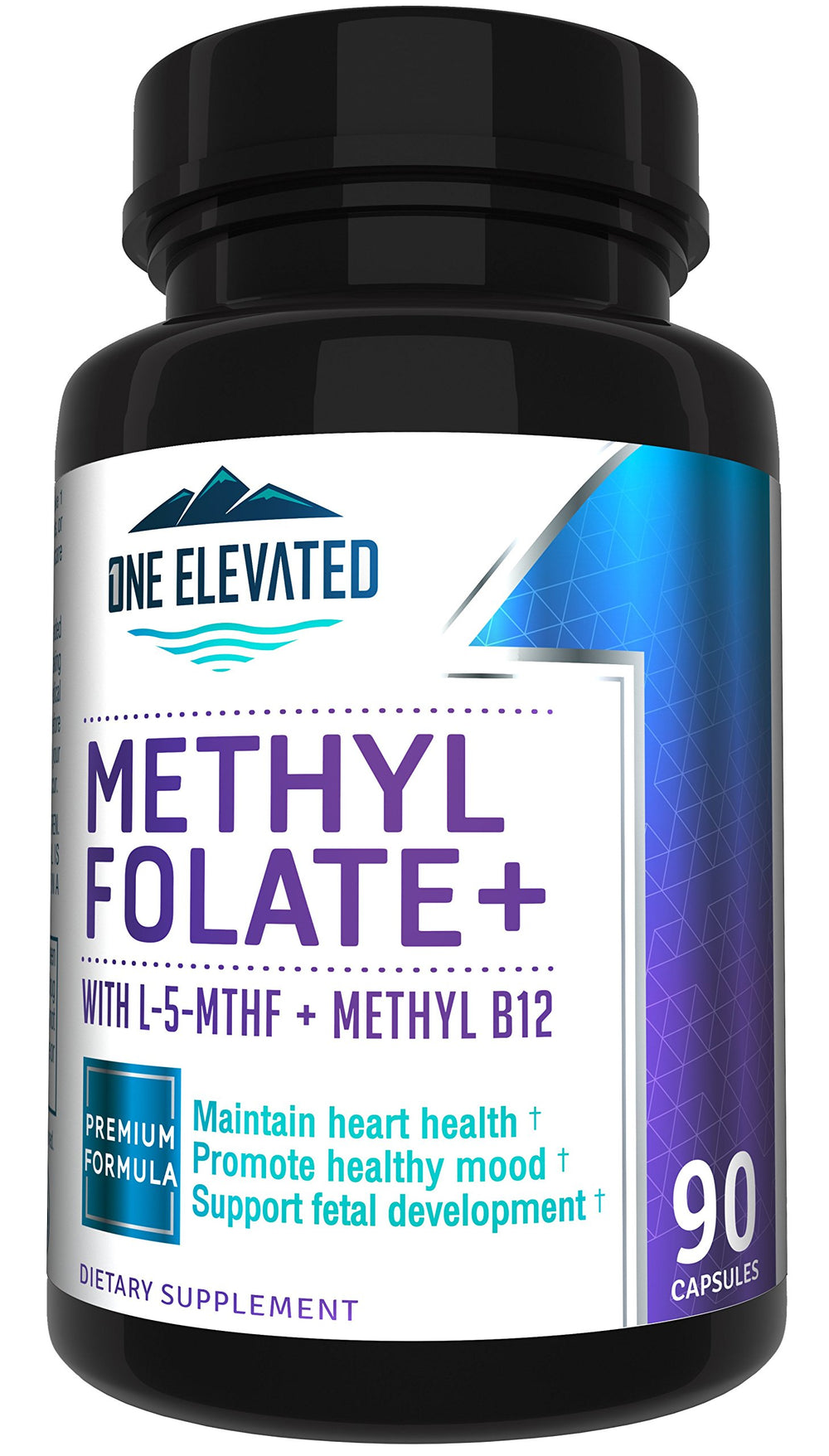 Front label of Double Strength Methyl Folate bottle