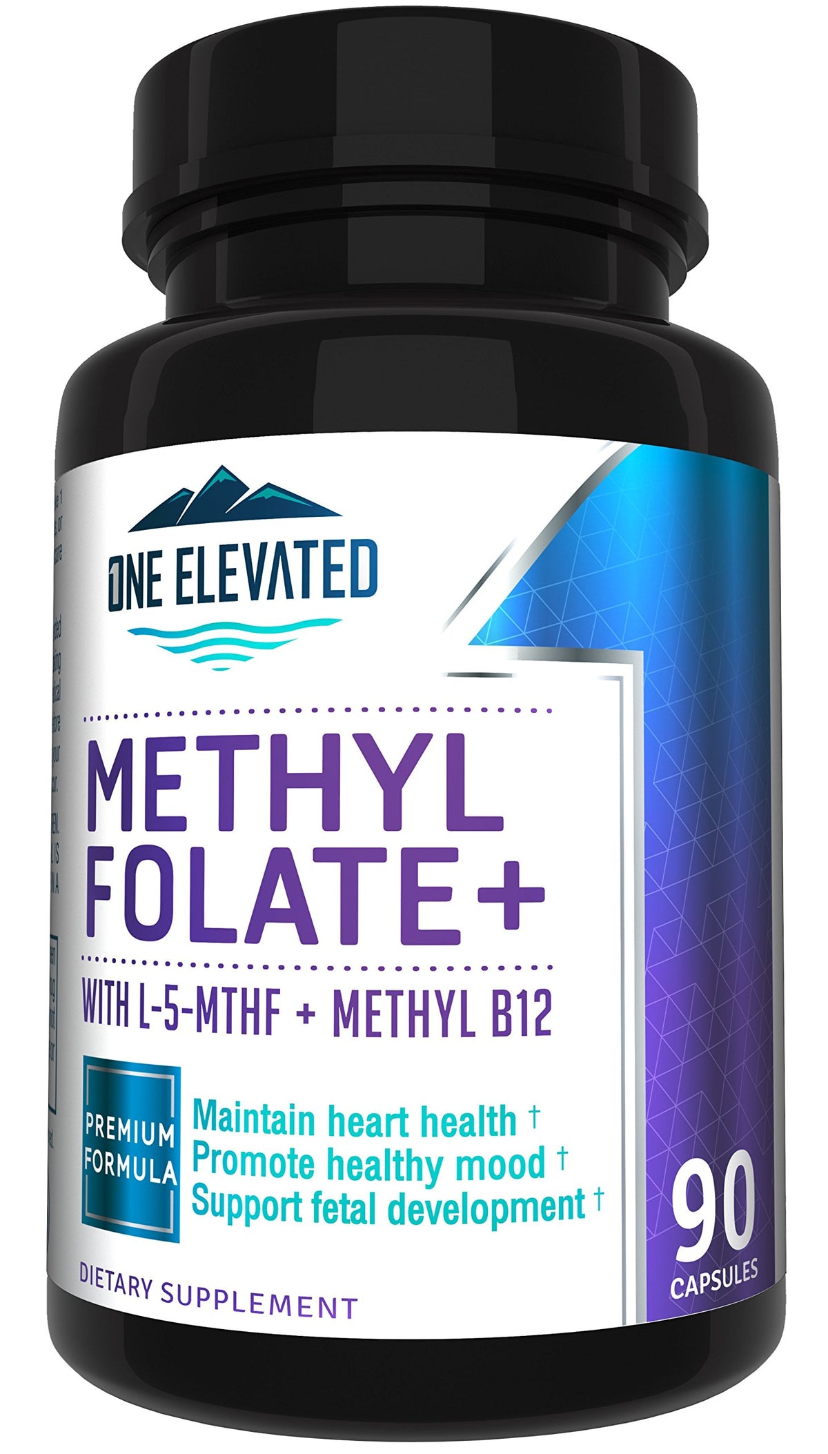 Front label of Double Strength Methyl Folate bottle