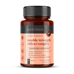 Front view of Double Strength Silica Complex bottle with 90 tablets