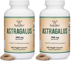 Two bottles of Double Wood Astragalus 500mg Immune Support 180 capsules each