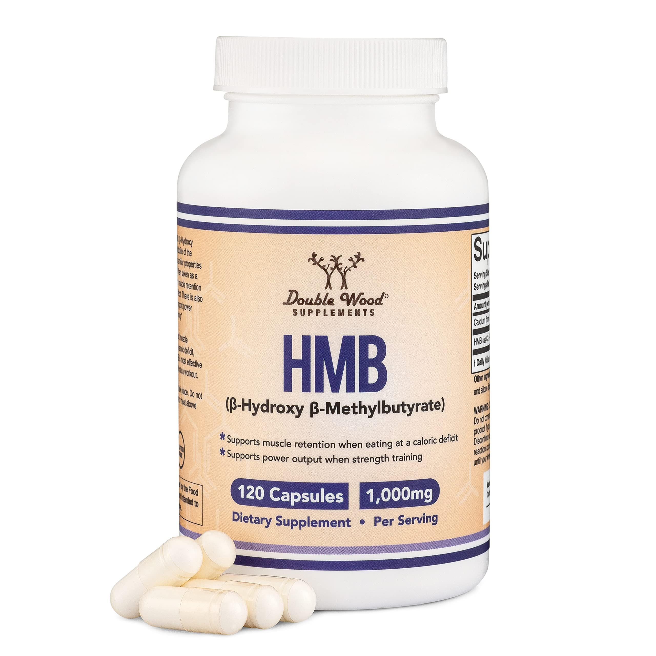 Double Wood HMB Supplement bottle – front view