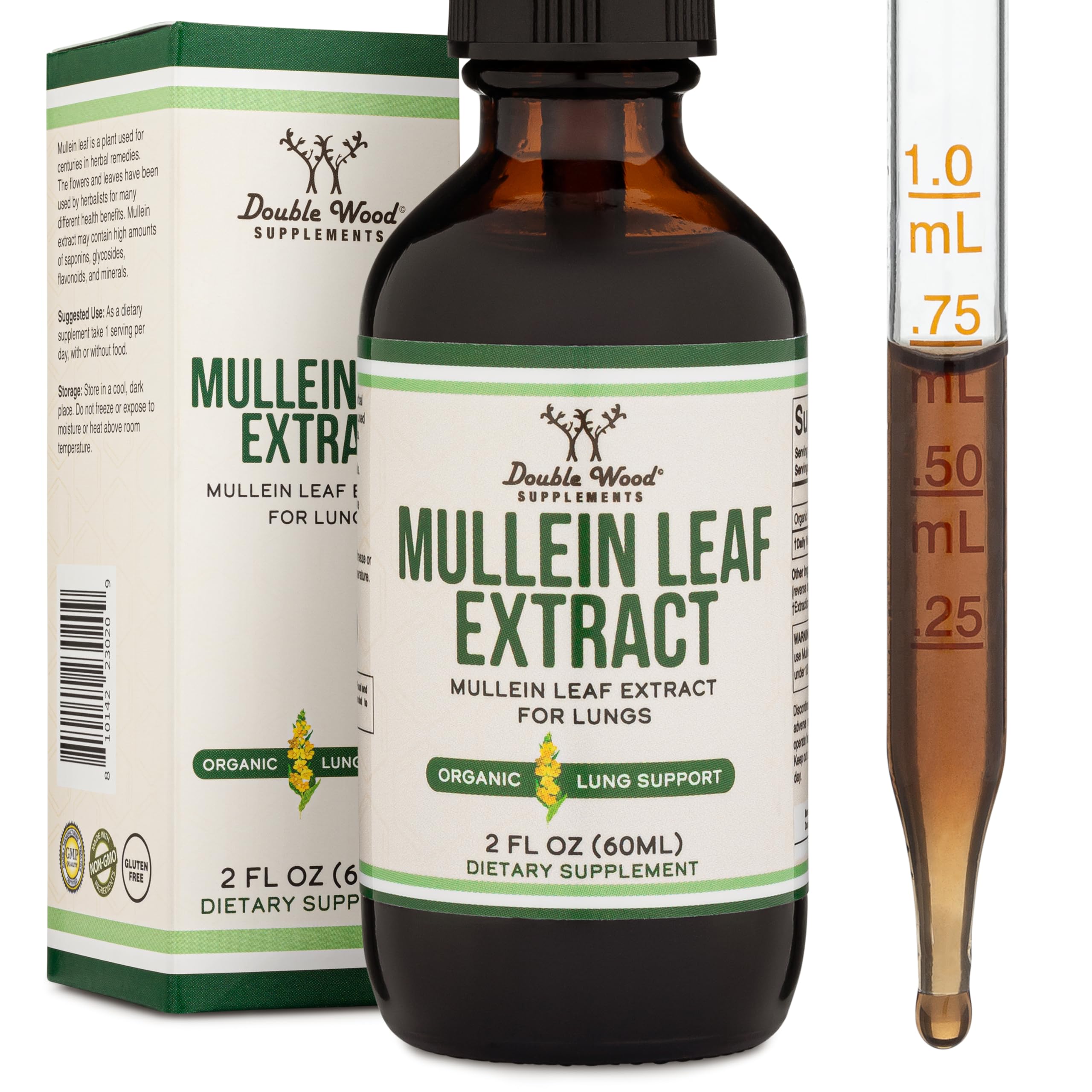 Double Wood Mullein Leaf Drops bottle 2 oz (60 servings)