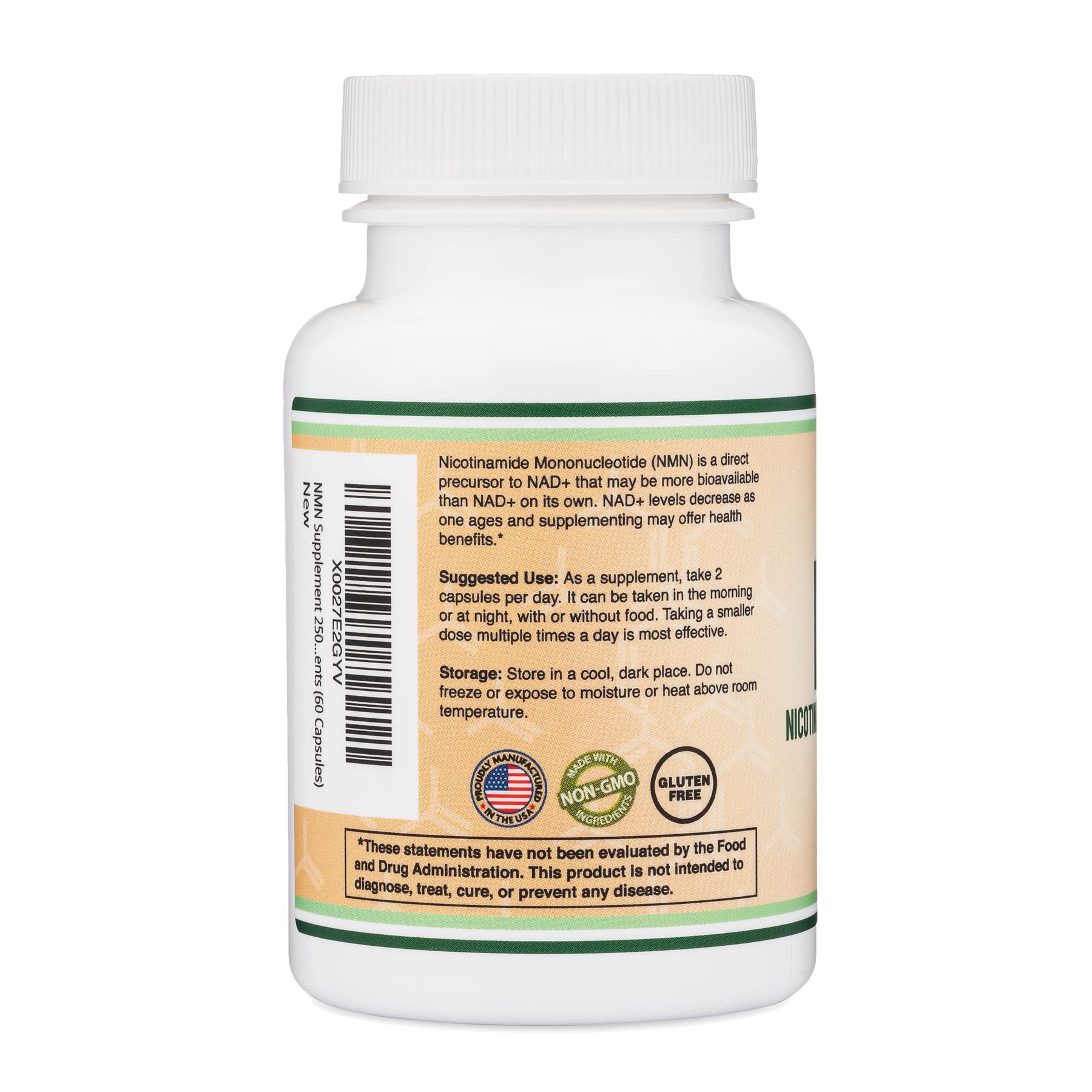 Globally sourced ingredients statement on NMN packaging