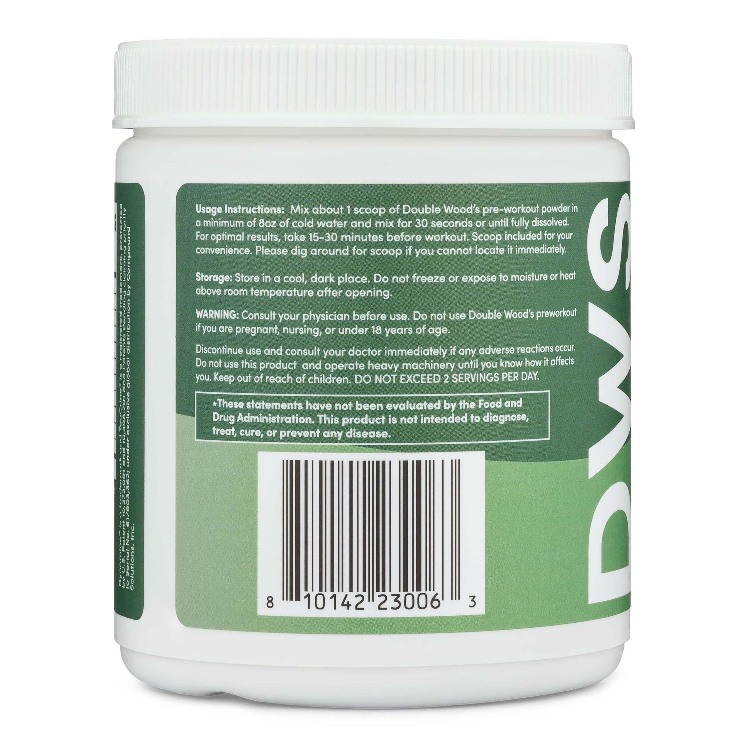 Double Wood preworkout ingredient panel lists L-Citrulline and Beta-Alanine per serving.