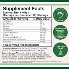 Double Wood Preworkout scoop and bottle shows convenient serving for workouts.