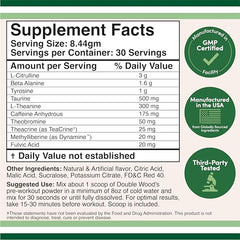 Double Wood preworkout scoop in hand ready to mix energy