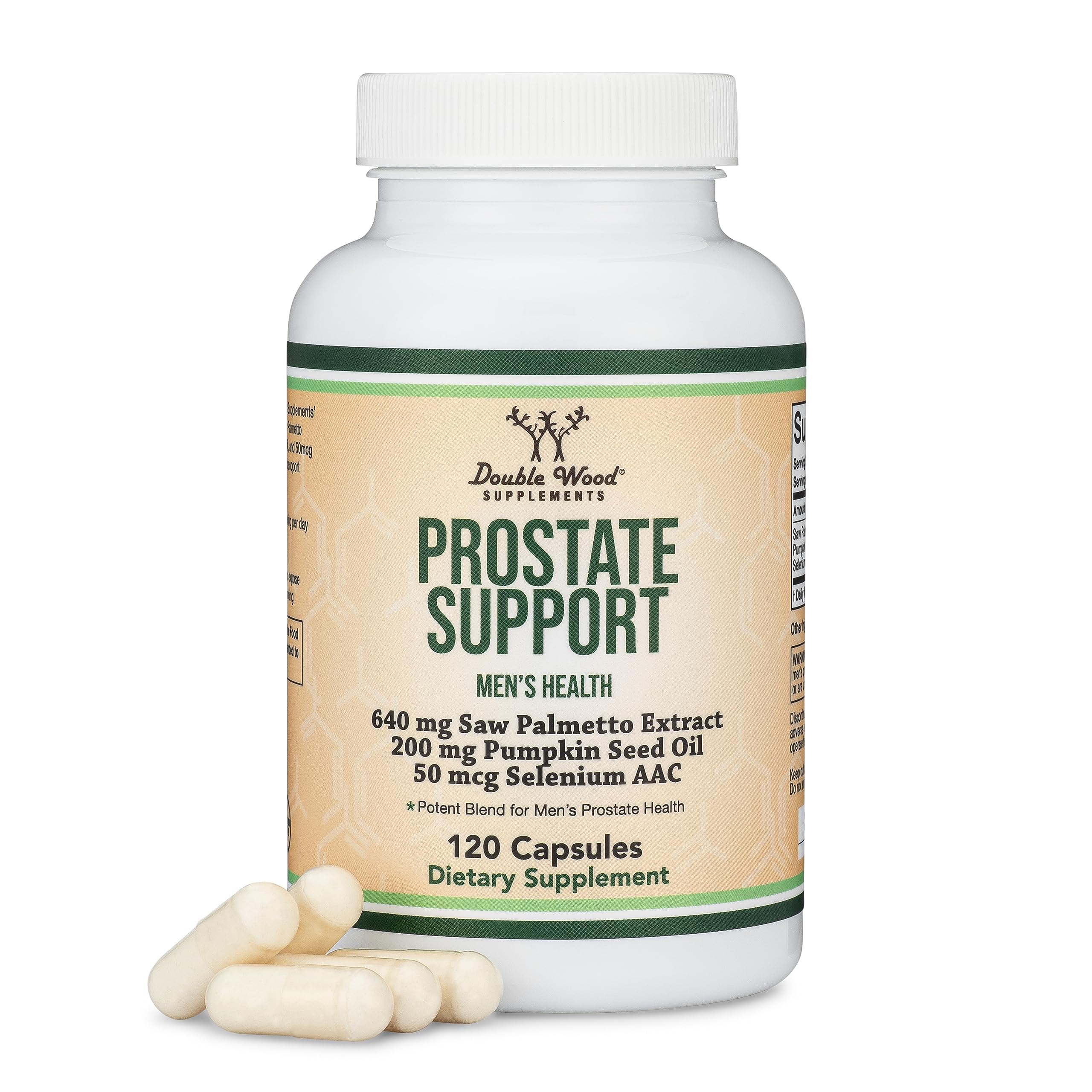 Double Wood Prostate Support Supplement bottle with 120 capsules