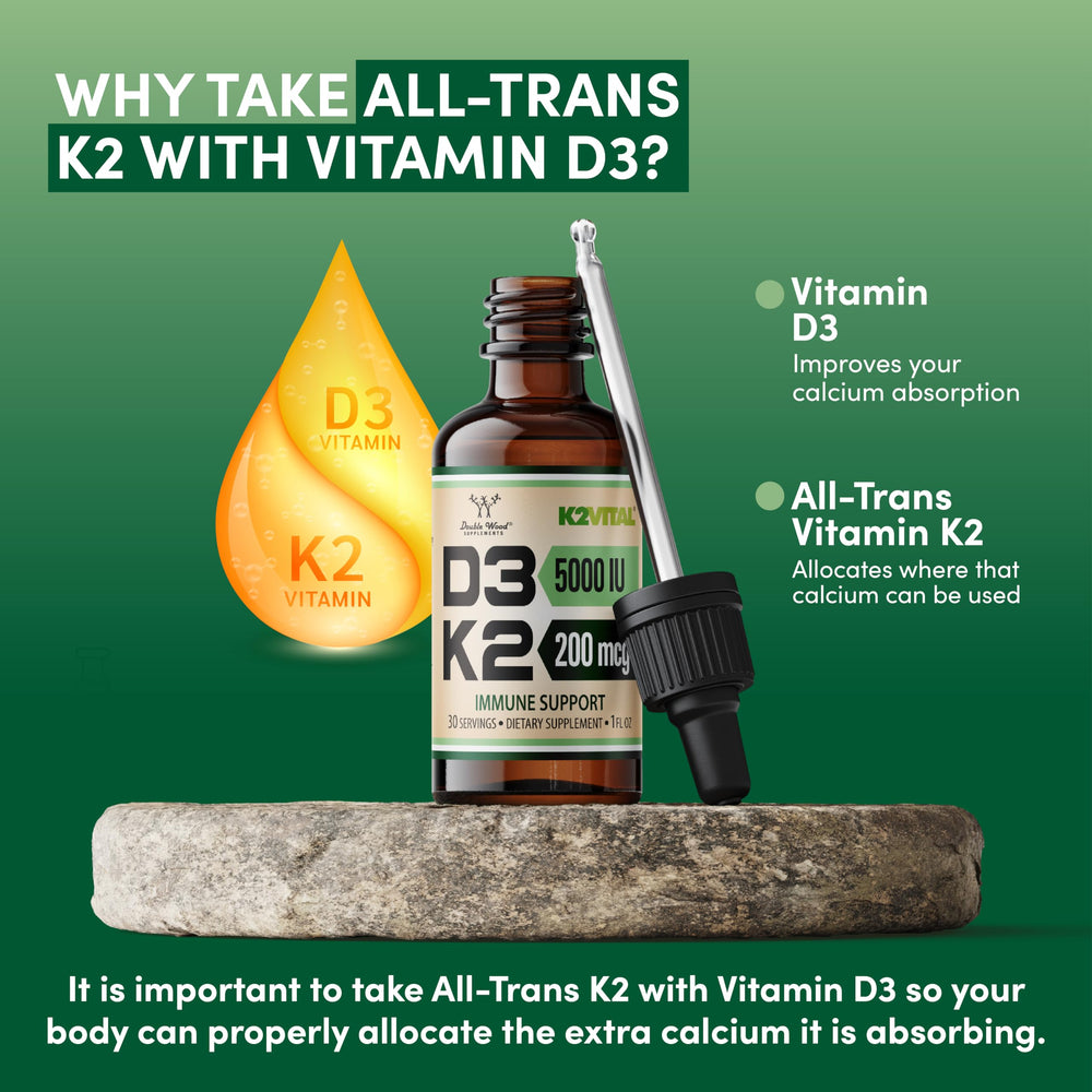 Dropper dispensing Vitamin D3 K2 liquid drops