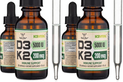 Front view of Double Wood Vitamin D3 K2 liquid drops bottle in pack of 2